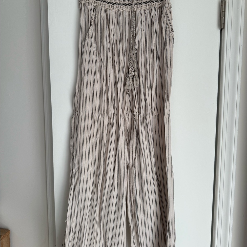 Rewash Cream Maxi Tie Front Jumpsuit